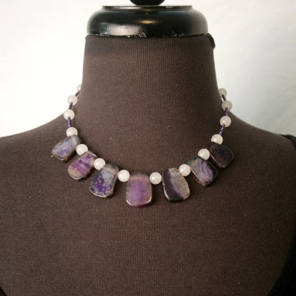Dramatic Purple and Black Necklace - Picture 1 of 3